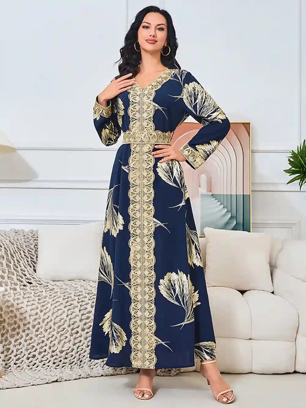 Elegant Eid Bronzing Caftan Dress #25260 - Perfect for Holiday Celebrations, Parties & Special Occasions