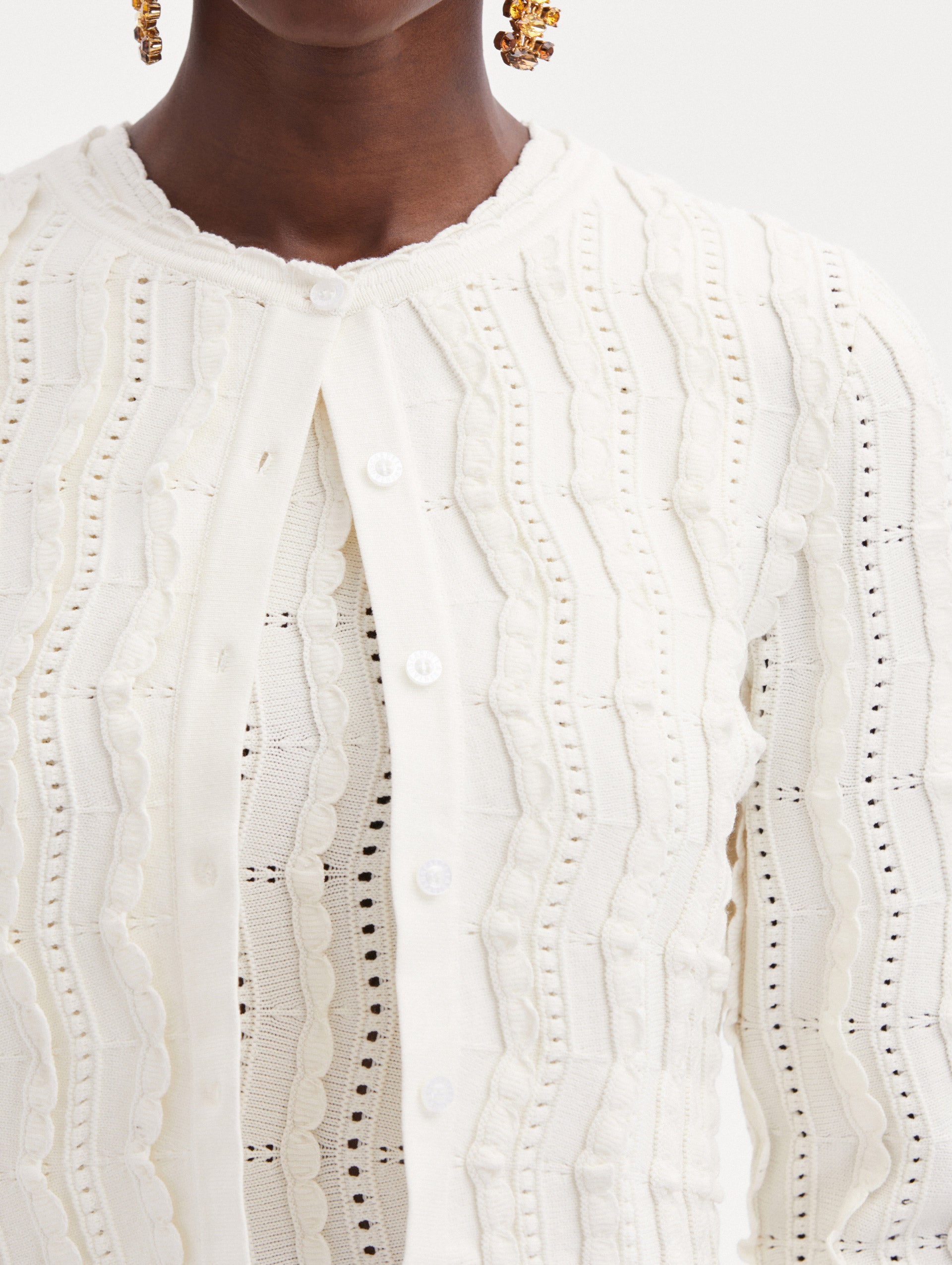 Cropped Wave Knit Cardigan for Women - Soft Chunky Open Front Sweater - Fall & Winter Fashion - Perfect for Layering, Casual Outfits, and Office Wear