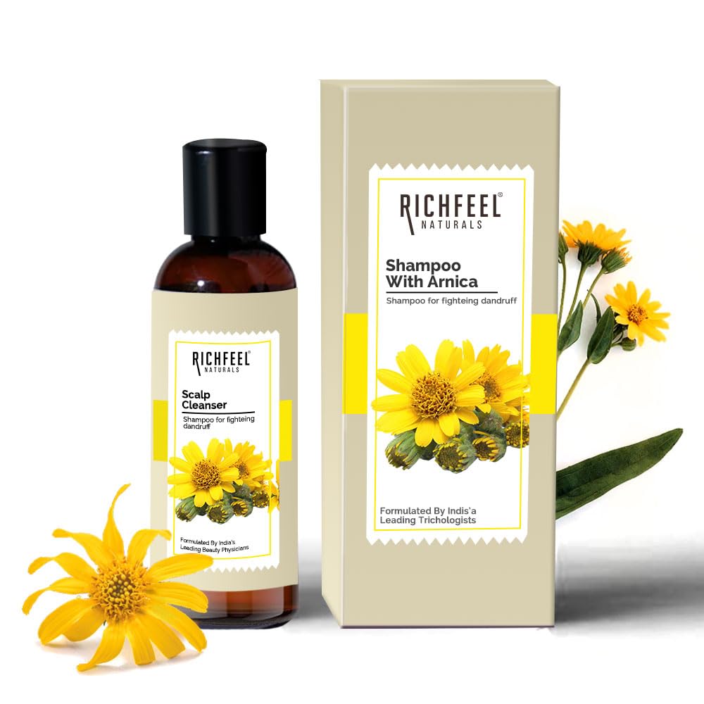 Richfeel Arnica Anti Dandruff Shampoo - 100ml | Eliminates Dandruff Flakes, Controls Excess Oil & Relieves Scalp Itching | For Daily Hair Care & Scalp Health