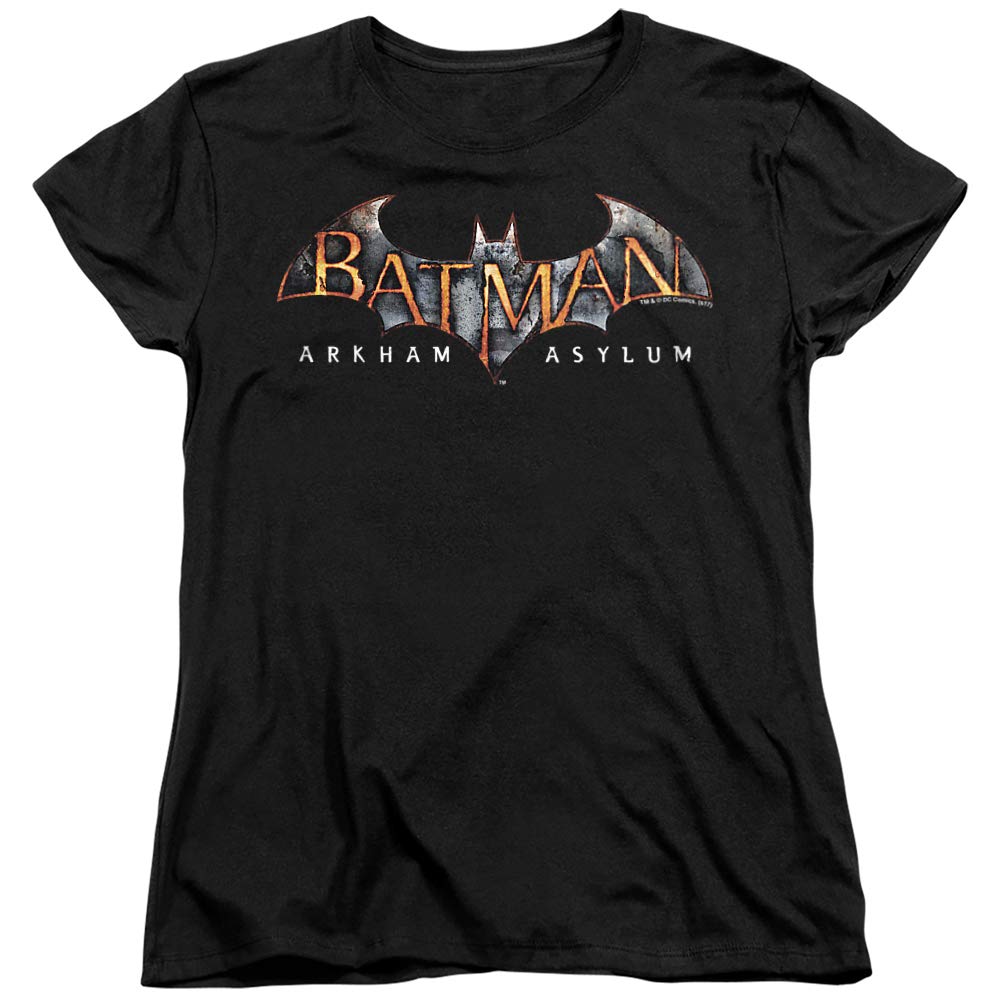 Batman Arkham Asylum Logo Women's T-Shirt | Official DC Comics Graphic Tee | Casual Superhero Shirt for Cosplay & Everyday Wear