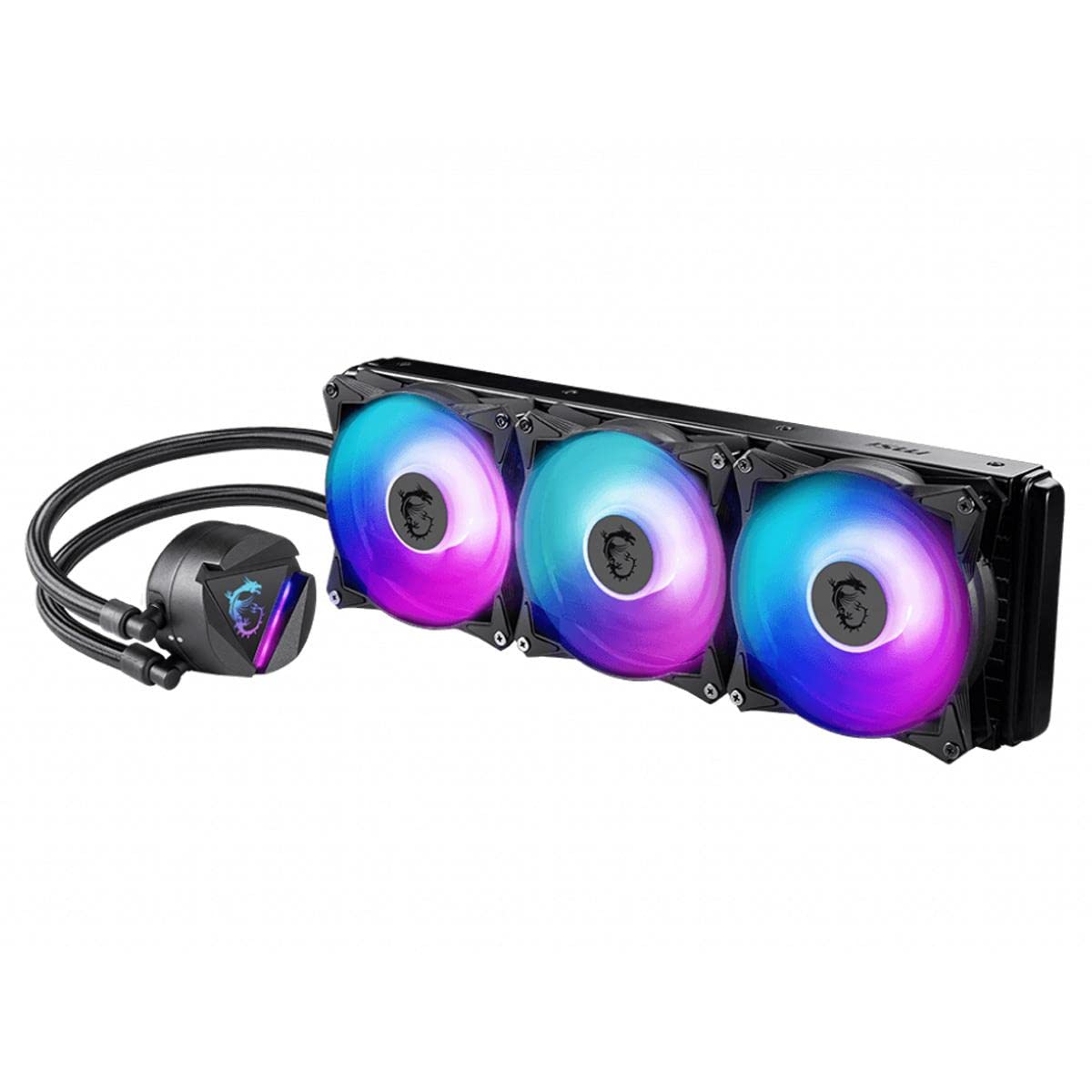 MSI MAG CoreLiquid 360R V2 AIO Liquid CPU Cooler with ARGB Lighting - 360mm Radiator & Triple 120mm PWM Fans - Compatible with LGA 1700 Socket - Rotating Cap Design for Custom Builds - Perfect for Gaming PC and High Performance Workstations