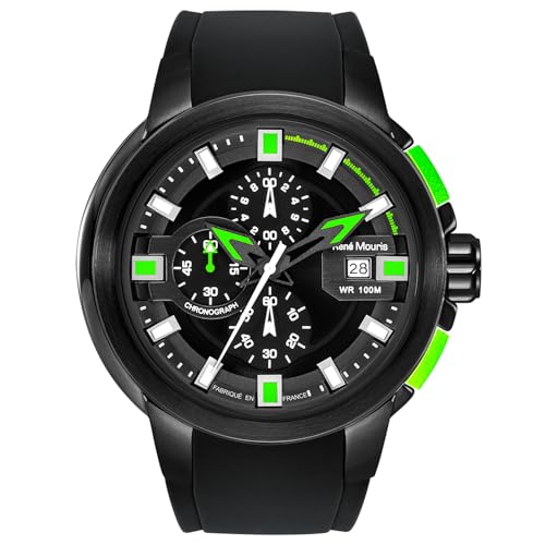 Black Dial - Black Case - Black Strap - Silver/Green Applique