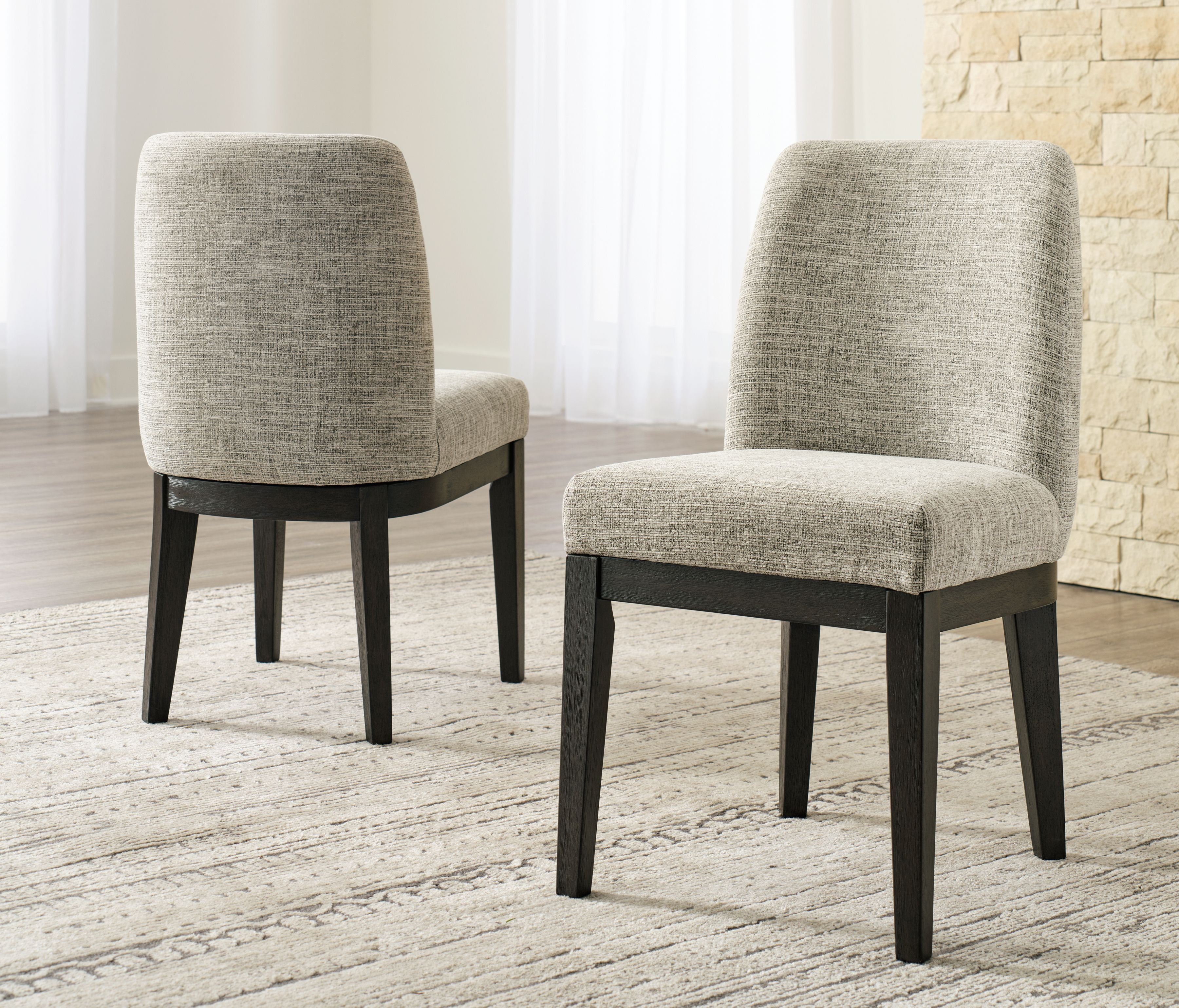 Burkhaus Beige & Dark Brown Upholstered Dining Side Chairs (Set of 2) - Perfect for Kitchen, Dining Room & Small Space Decor
