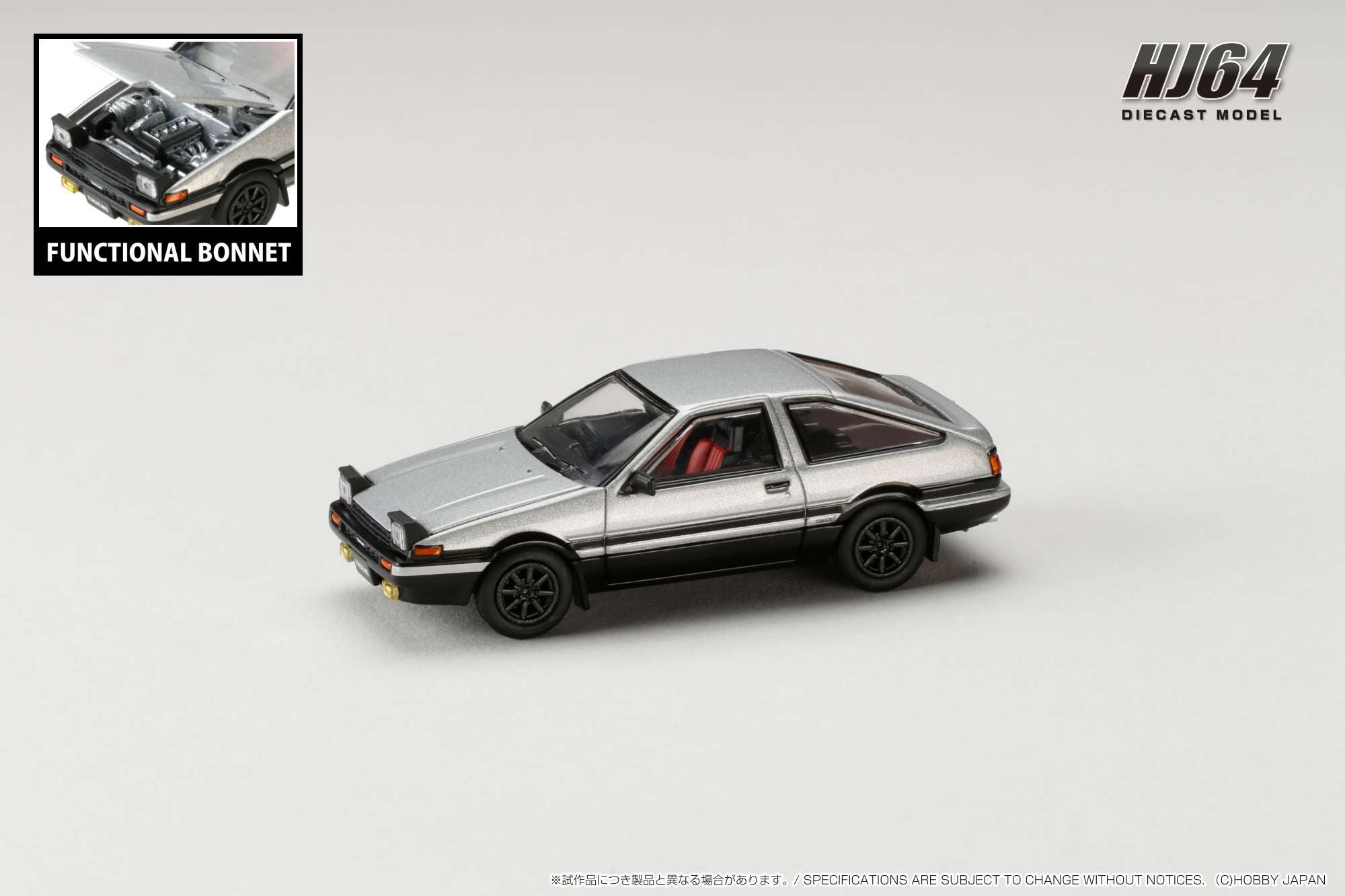 1:64 Scale Toyota Sprinter Trueno GT Apex (AE86) Silver & Black Custom Diecast Model Car - Collectible Hobby Japan Toy for Display & Racing Scenes