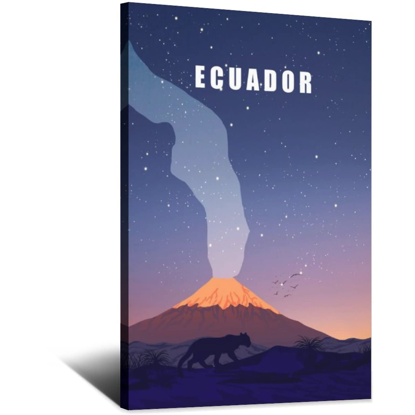 Vintage Tungurahua Volcano Ecuador Travel Poster - 12x18 Inches (30x45cm) Wall Art Decor for Living Room, Bedroom & Office - Canvas Painting & Modern Home Decoration