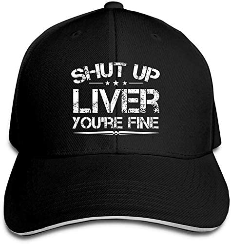 AUMIDO Unisex Trucker Hat - Funny 'Shut Up Liver You're Fine' Baseball Cap for Men & Women, Adjustable Dad Hat, Black Driver Cap for Casual Wear, Outdoor Activities & Gifts