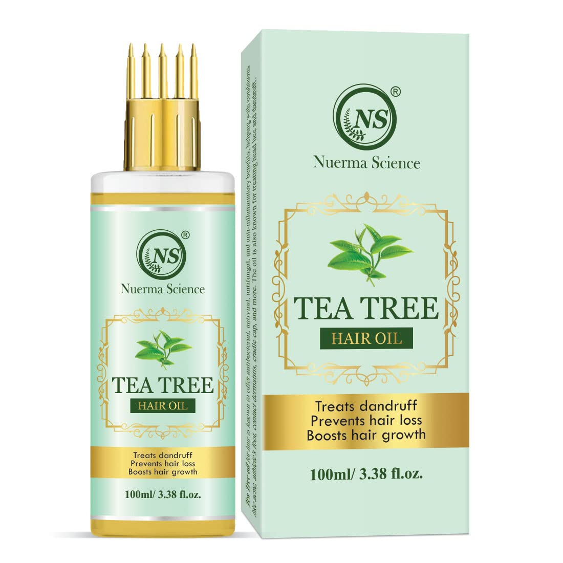 Nuerma Science Tea Tree Oil for Hair Growth & Scalp Care - 100ml Pure Essential Oil for Dandruff, Itchy Scalp & Healthy Hair - Perfect for Aromatherapy, DIY Hair Treatments & Skin Care