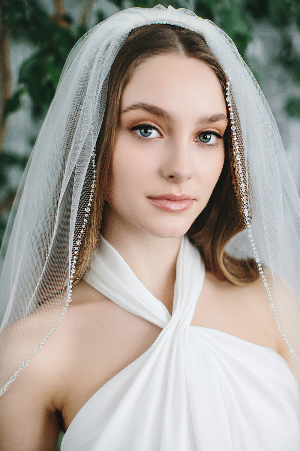 Elegant Eden Crystal Wedding Veil - Handmade Bridal Veil with Sparkling Crystals for Bride | Perfect for Church Ceremony, Outdoor Wedding & Photography