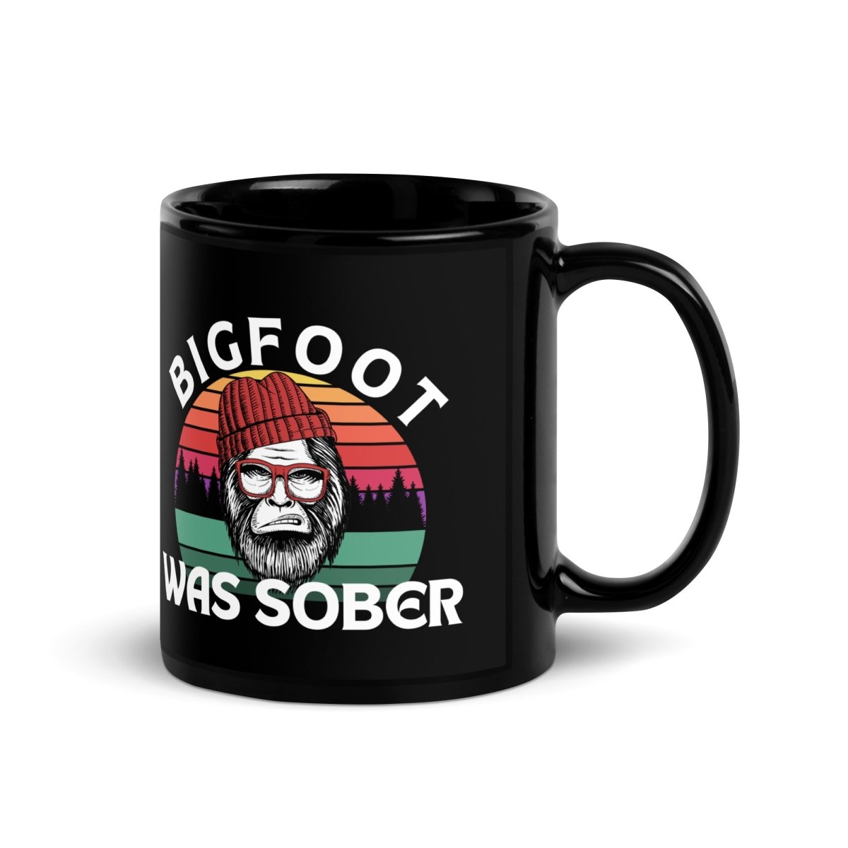 Bigfoot Was Sober Black Glossy Coffee Mug - Funny Novelty Gift for Camping, Hiking & Outdoor Enthusiasts