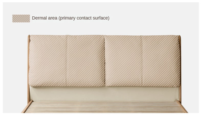 Italian Light Luxury Solid Wood Bed in Oak & Ash with Genuine Leather Upholstery - Perfect for Master Bedrooms, Guest Rooms & Modern Home Decor