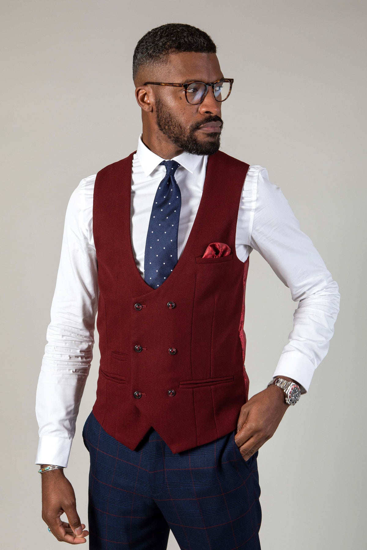 Stylish KELVIN Men's Double Breasted Waistcoat Vest for Formal Wear - Perfect for Weddings, Business Meetings & Cocktail Parties