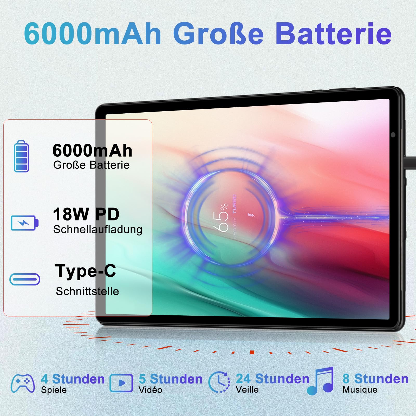 Biegedy 10 Inch Android 14 Tablet - Octa-Core Processor, 20GB RAM + 128GB ROM (Expandable to 512GB), 6000mAh Battery, Dual Camera (5MP+8MP), Bluetooth 5.0, HD Display (1280x800) with Keyboard & Mouse - Perfect for Work, Study, and Entertainment