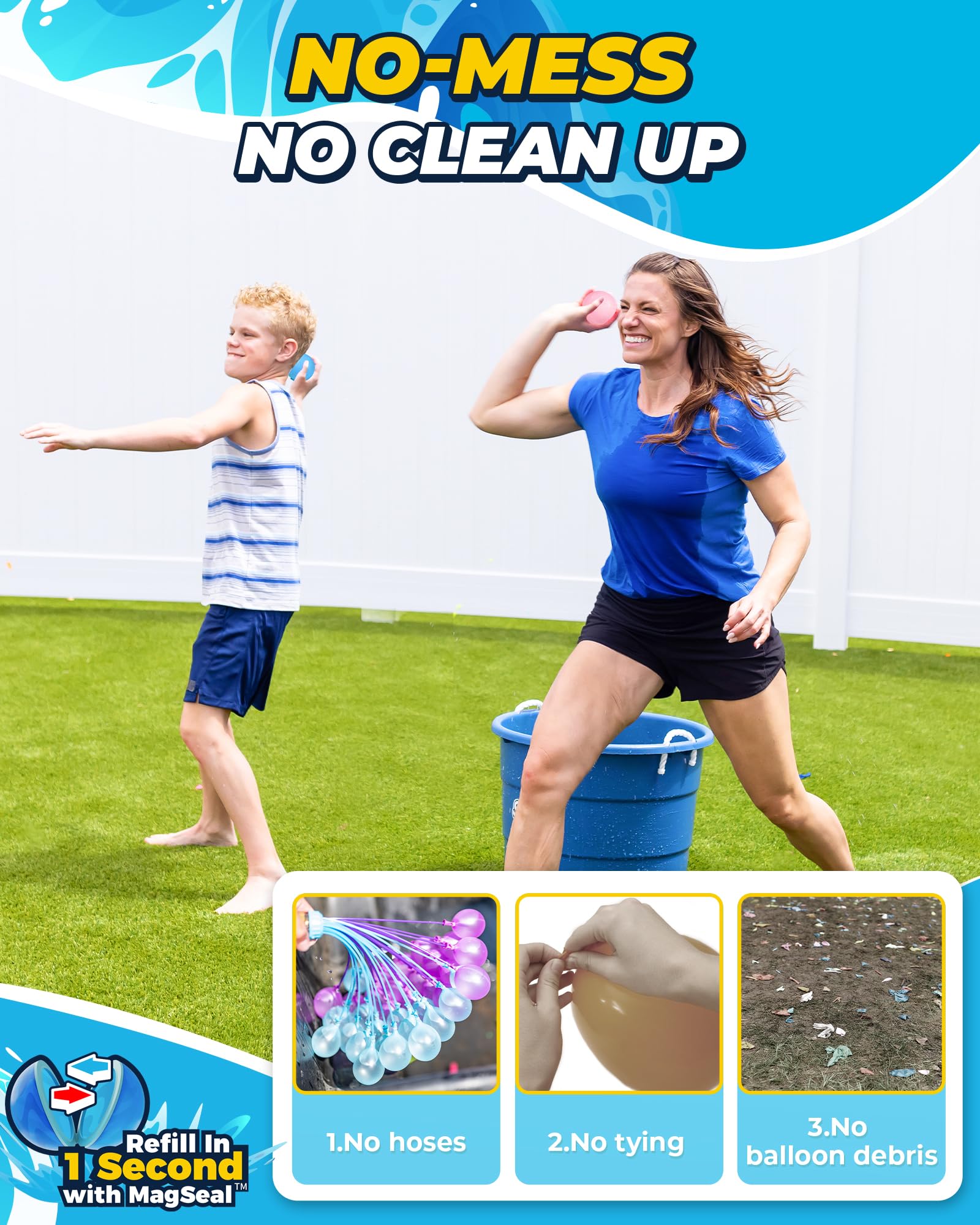 SOPPYCID Magnetic Reusable Water Balloons - 12 Pack Quick Fill Self-Sealing Water Bombs for Kids & Adults | Summer Outdoor Pool, Beach, Backyard Water Games | Eco-Friendly Splash Toys for Birthday Parties & Family Fun