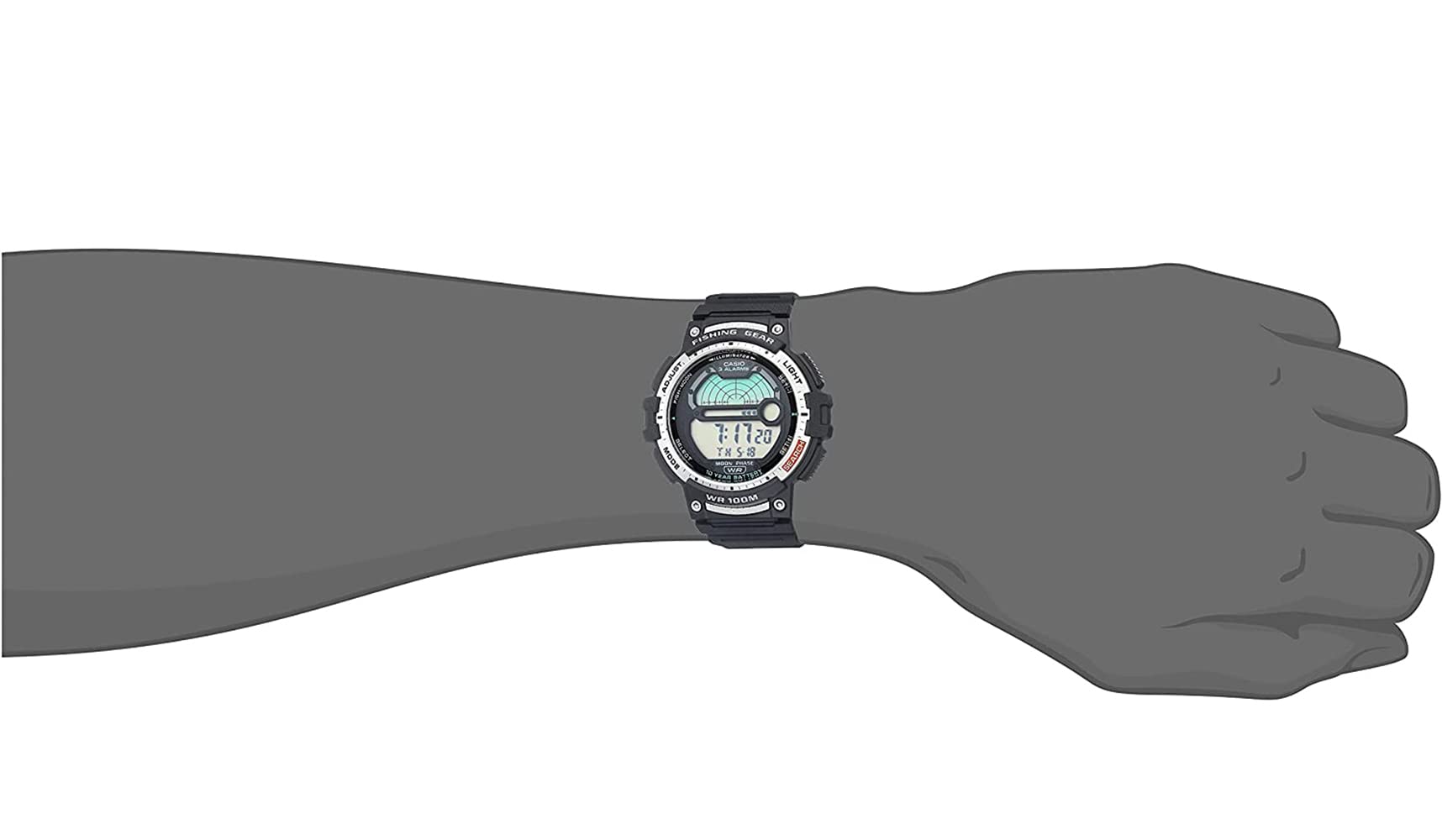 Casio Fishing Timer Quartz Watch with Resin Strap - Waterproof Sports Watch for Anglers, Outdoor Enthusiasts & Hiking Adventures