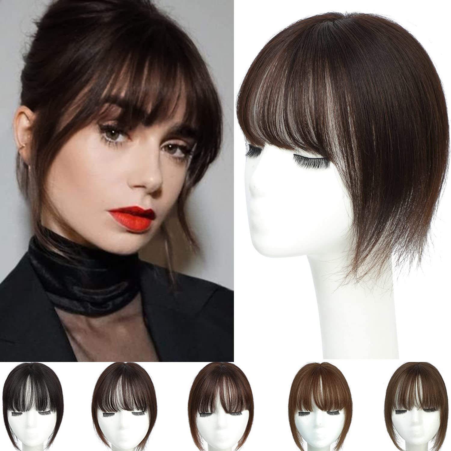 Molefi Women's Real Human Hair Toppers with Bangs - Premium Remy Hair Extensions for Thinning Hair & Wiglets | Perfect for Daily Wear, Special Occasions & Hair Volume Boost