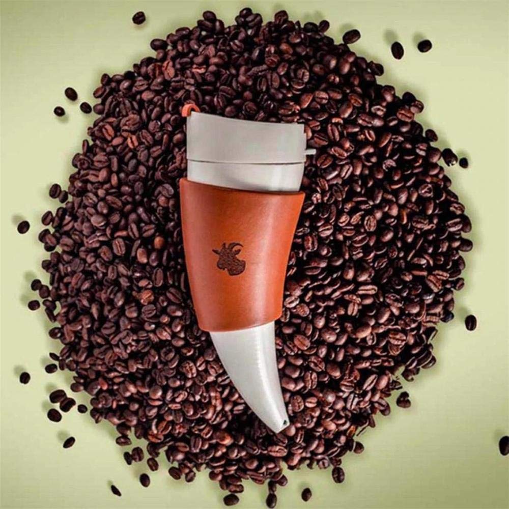 Premium 230ml Goat Horn Coffee Mug with Stainless Steel Liner - Double-Wall Vacuum Insulated Travel Tumbler for Hot & Cold Drinks - Perfect for Camping, Office, and Outdoor Adventures