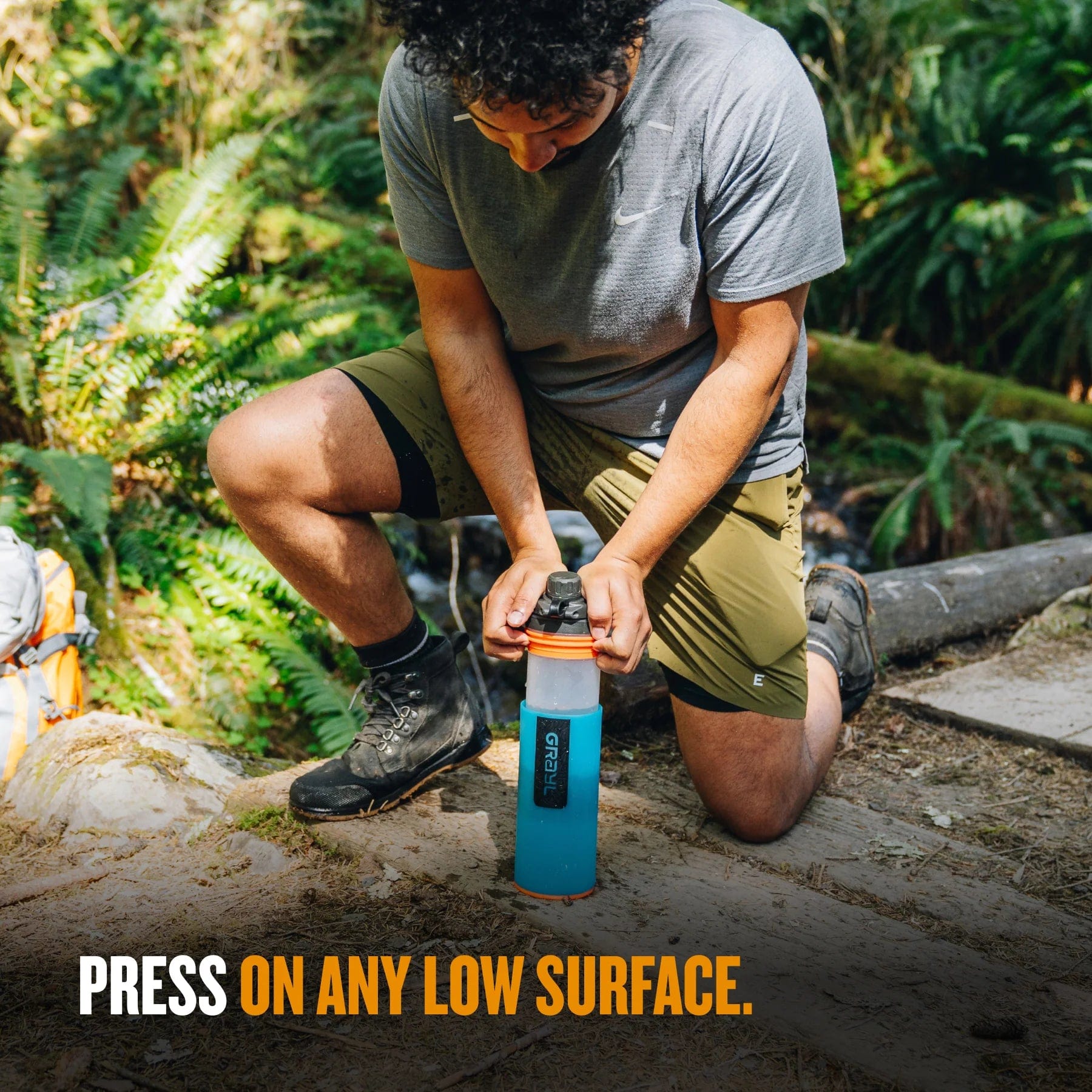 GRAYL GeoPress 24oz Water Purifier Bottle - Portable Filter for Hiking, Camping & Travel - Nature-Inspired Design