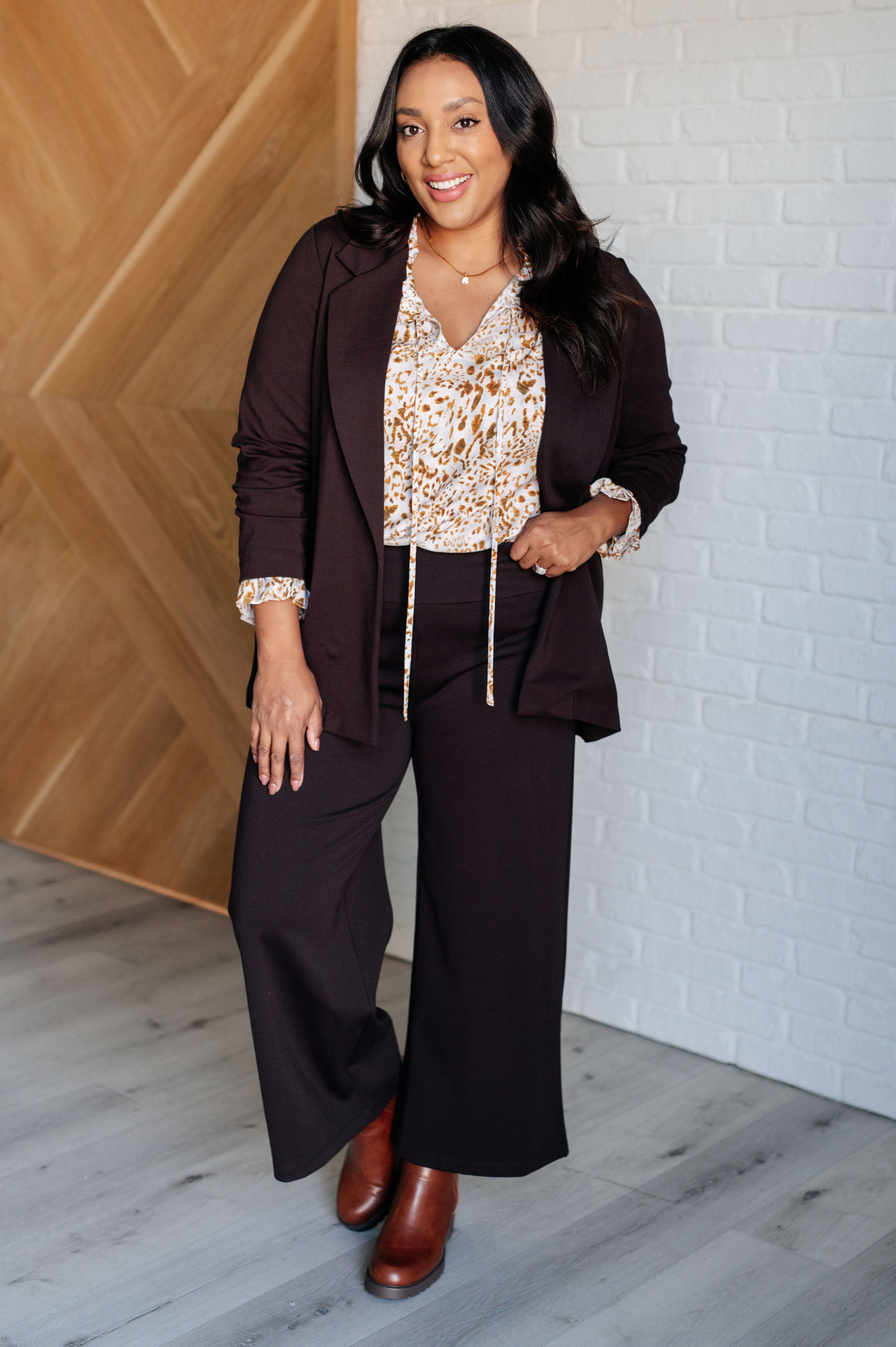 Magic Wide Leg Crop Pants for Women - Soft High Waisted Casual Lounge Pants in Chocolate Brown | Perfect for Yoga, Travel & Everyday Comfort