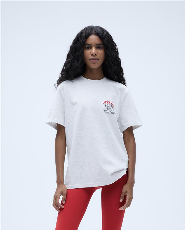 Breathable Oversized Short Sleeve Running T-Shirt for Men & Women - Light Gray Melange/Classic Red - Perfect for Jogging, Gym Workouts & Casual Wear