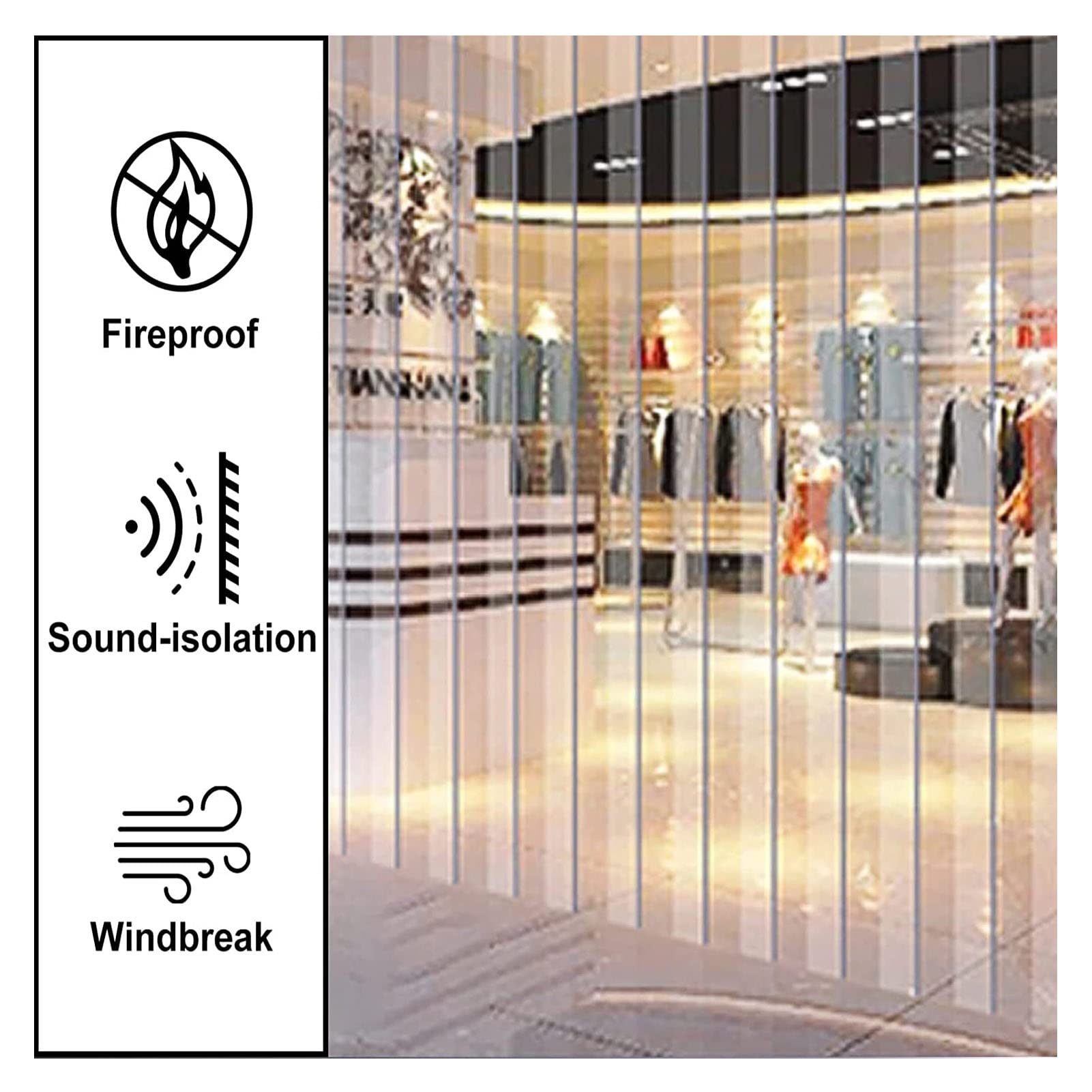 IBOWZ Clear PVC Strip Curtain - Freezer Room Plastic Vinyl Door Curtain, Waterproof Commercial Industrial Strip Curtain for Shop, Factory, Warehouse | Cold Storage, Food Processing & Industrial Use