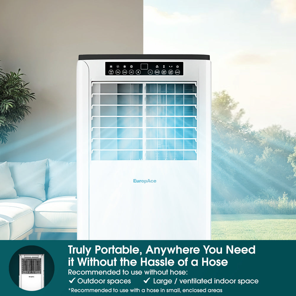 EuropAce EHAC25DH3WH 4-in-1 Portable Air Cooler with True Hoseless Technology | 25K BTU Cooling Power | 45% Energy Efficient | Ideal for Bedrooms, Living Rooms & Offices