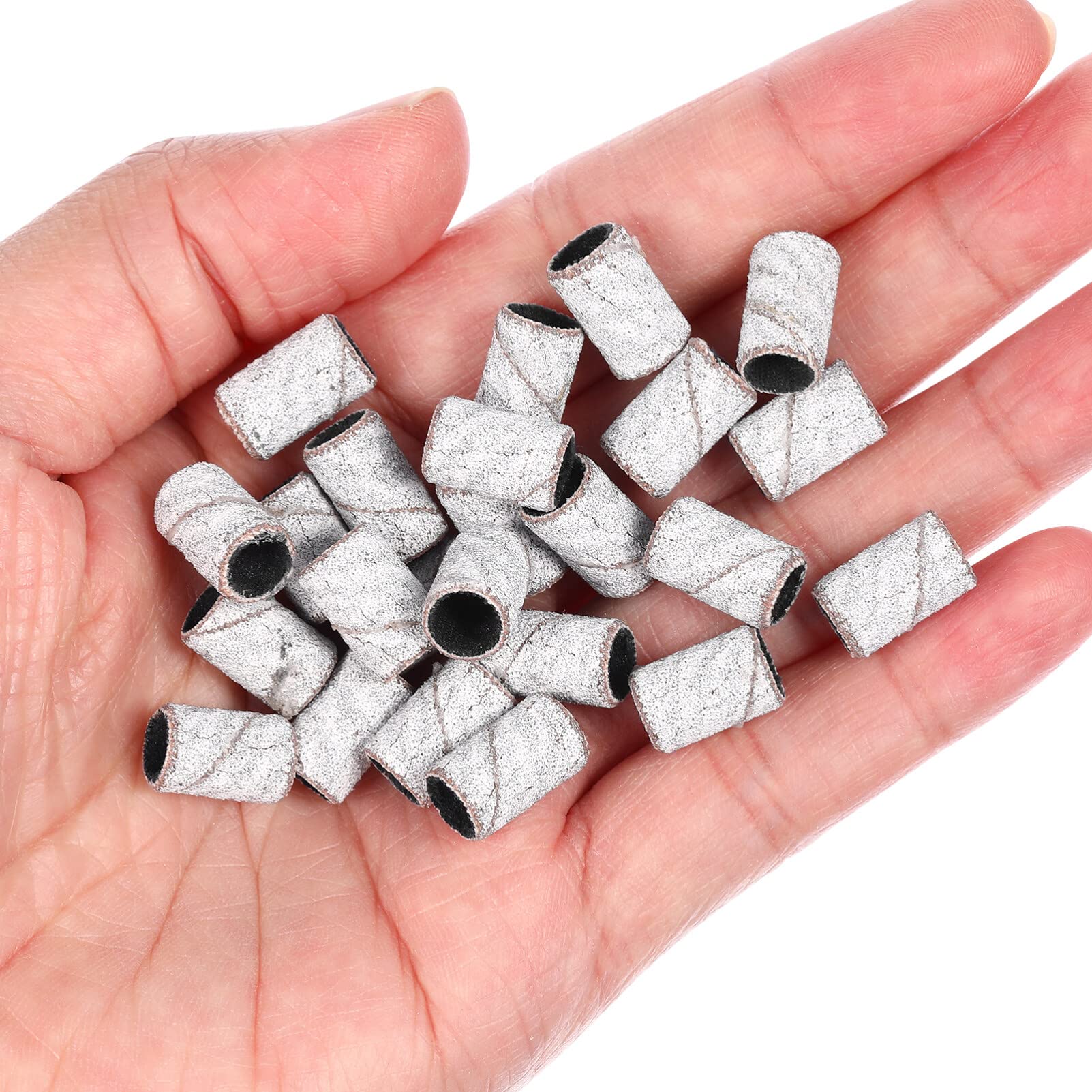 FOMIYES 100 Pcs Nail Drill Machine Bands - Sanding Bands for Nail Drill Bits, Nail Polishing & Shaping - Professional Nail Art Kit Accessories (White, Optional) - Perfect for Salon, Home Manicure & DIY Nail Care