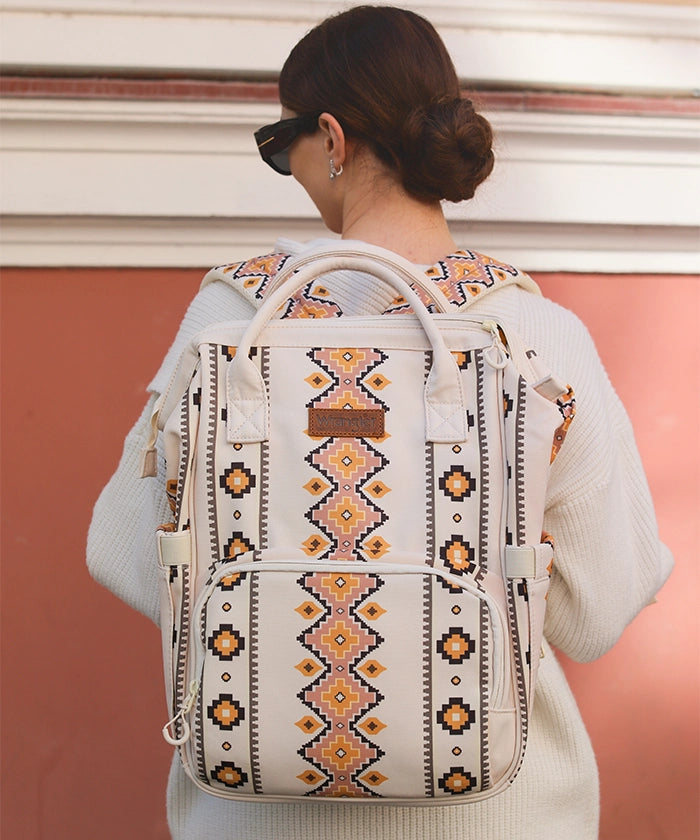 Wrangler Aztec Southwestern Print Diaper Bag - Stylish Baby Essentials Organizer for Travel, Outings & Daily Use
