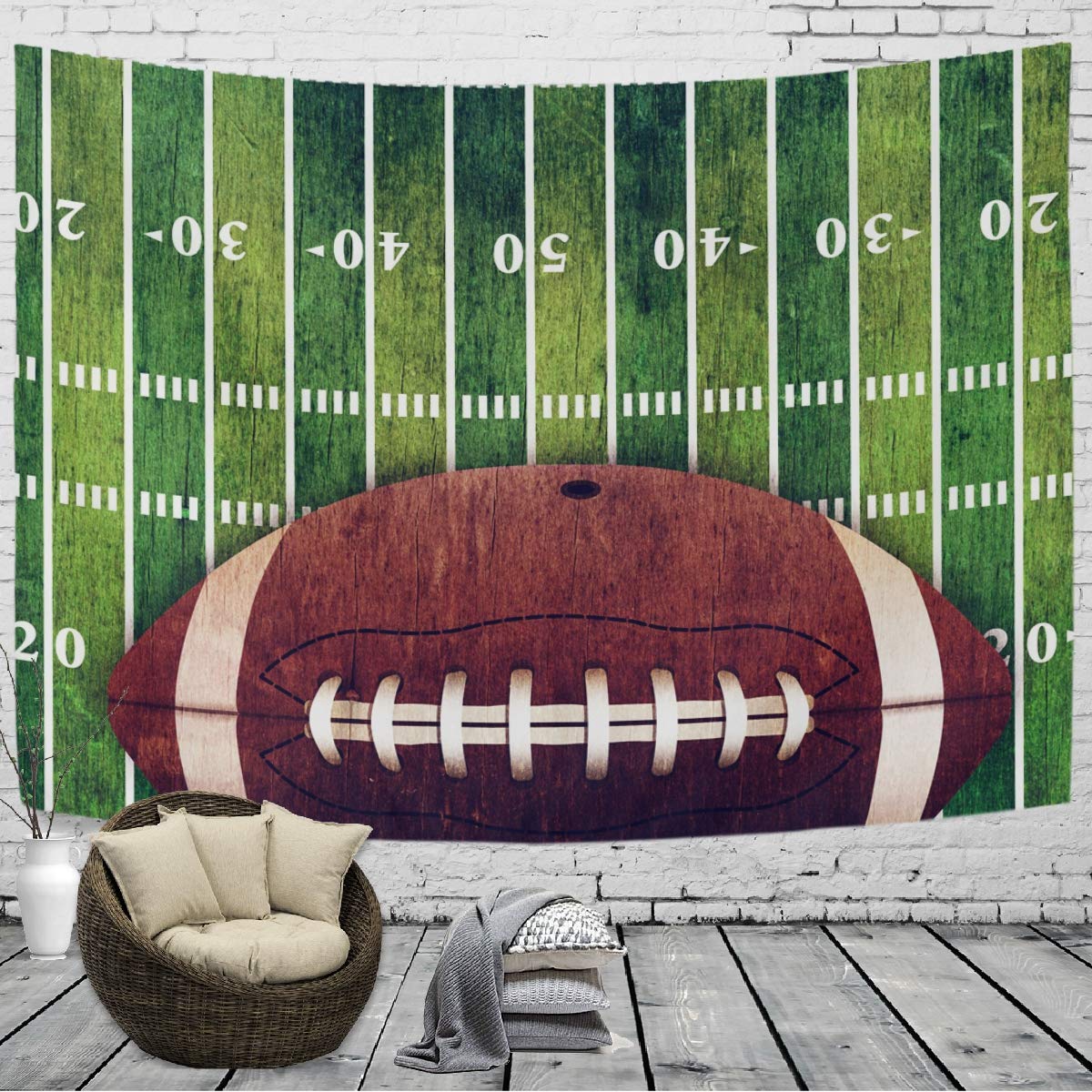 Grunge American Football Field Tapestry Wall Hanging - 80x60 Inch Large Tapestry for Bedroom Decor, Living Room, Dorm Wall Art | Perfect for Sports Fans, Game Room, Man Cave & Teen Boy's Room Decor