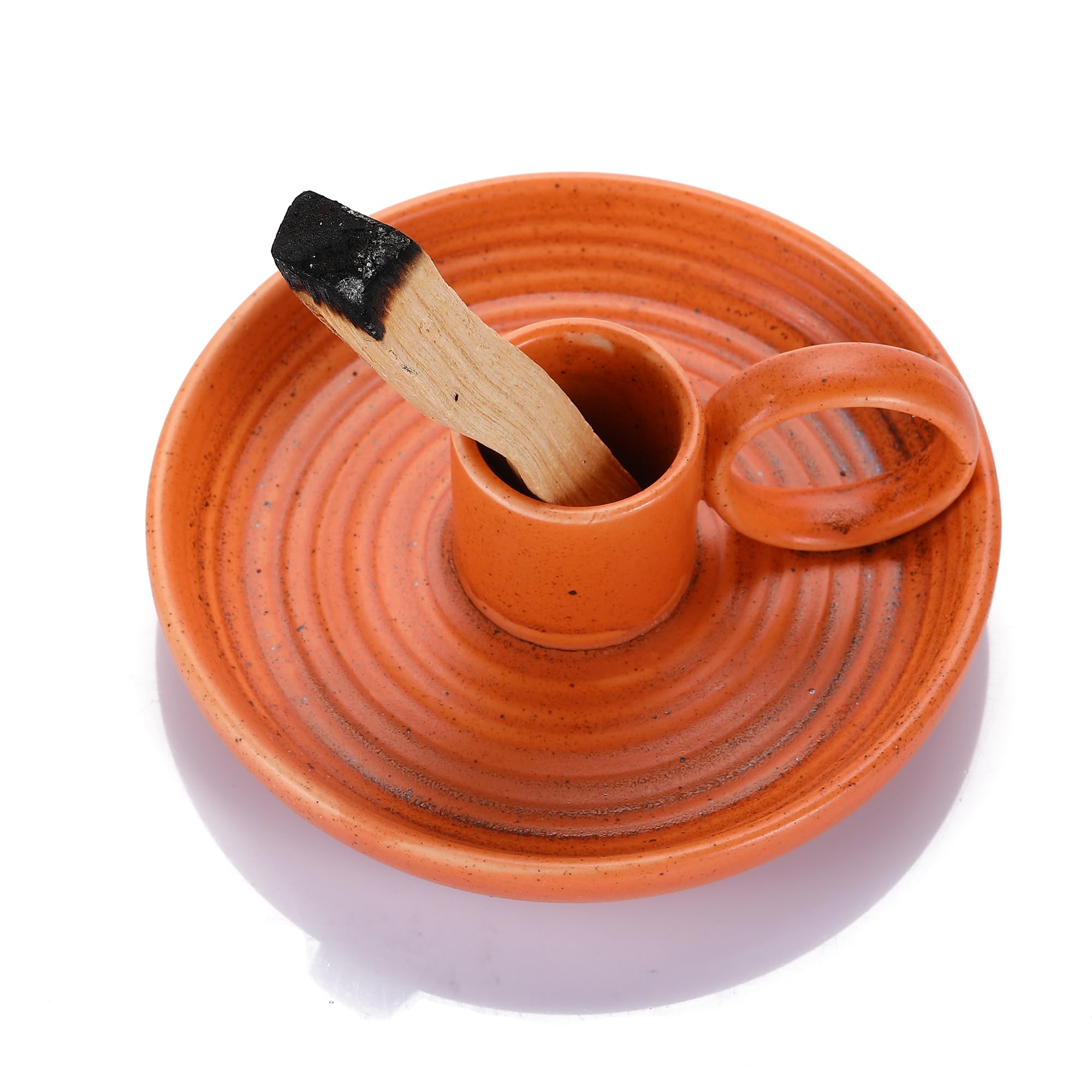 Palo Santo Incense Burner Holder - Sage Smudge Stick & Ash Catcher Bowl for Meditation, Yoga, Healing & Spiritual Cleansing (Orange) - Perfect for Home Altar, Reiki Sessions & Aromatherapy