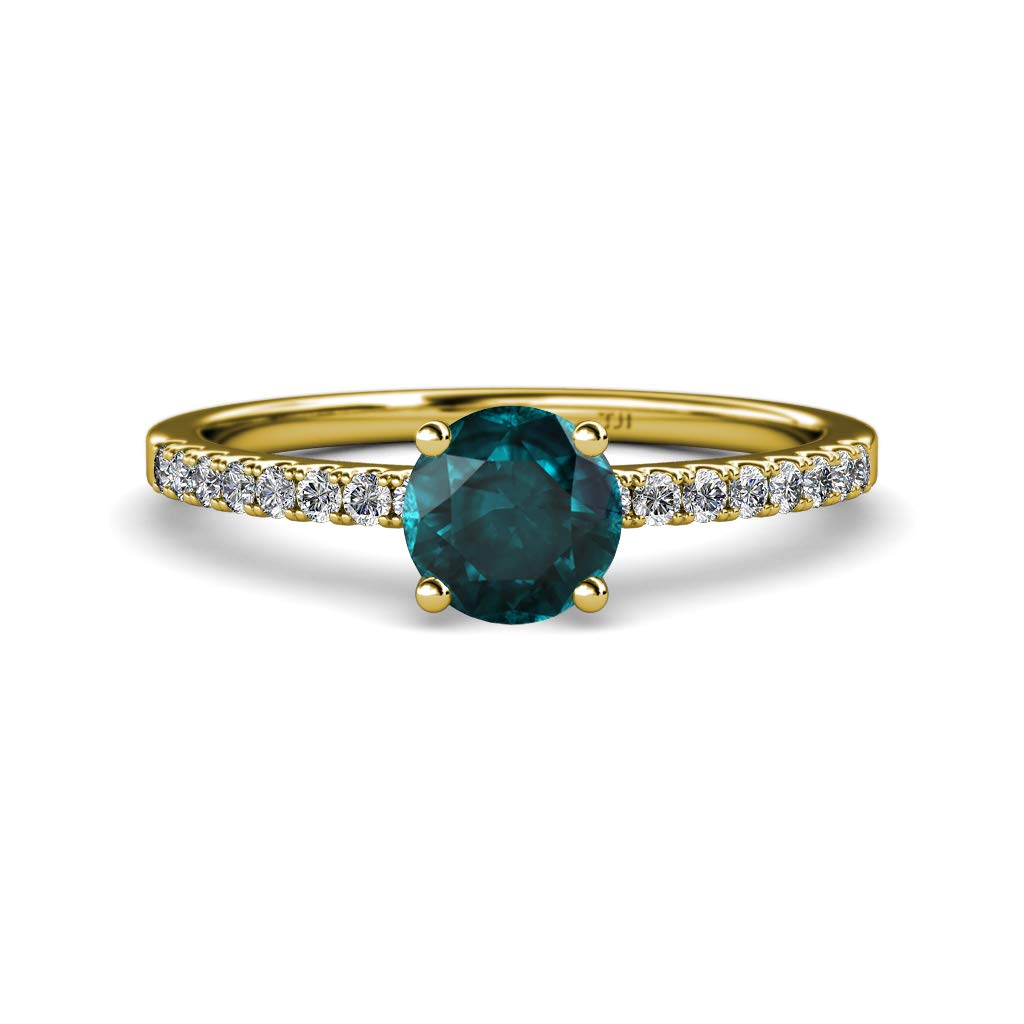 14K Gold Round London Blue Topaz & Diamond Solitaire Engagement Ring for Women - 1.25ctw, Perfect for Proposals, Anniversaries & Special Occasions