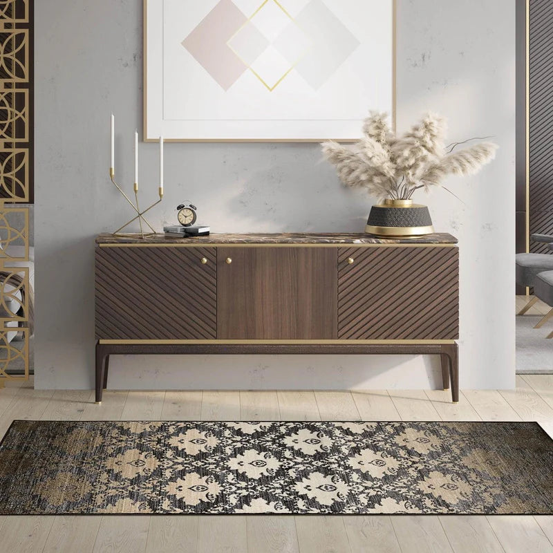 Geneva Medallion Scroll Non-Slip Washable Indoor Area Rug - Perfect for Living Room, Bedroom & Entryway Decor