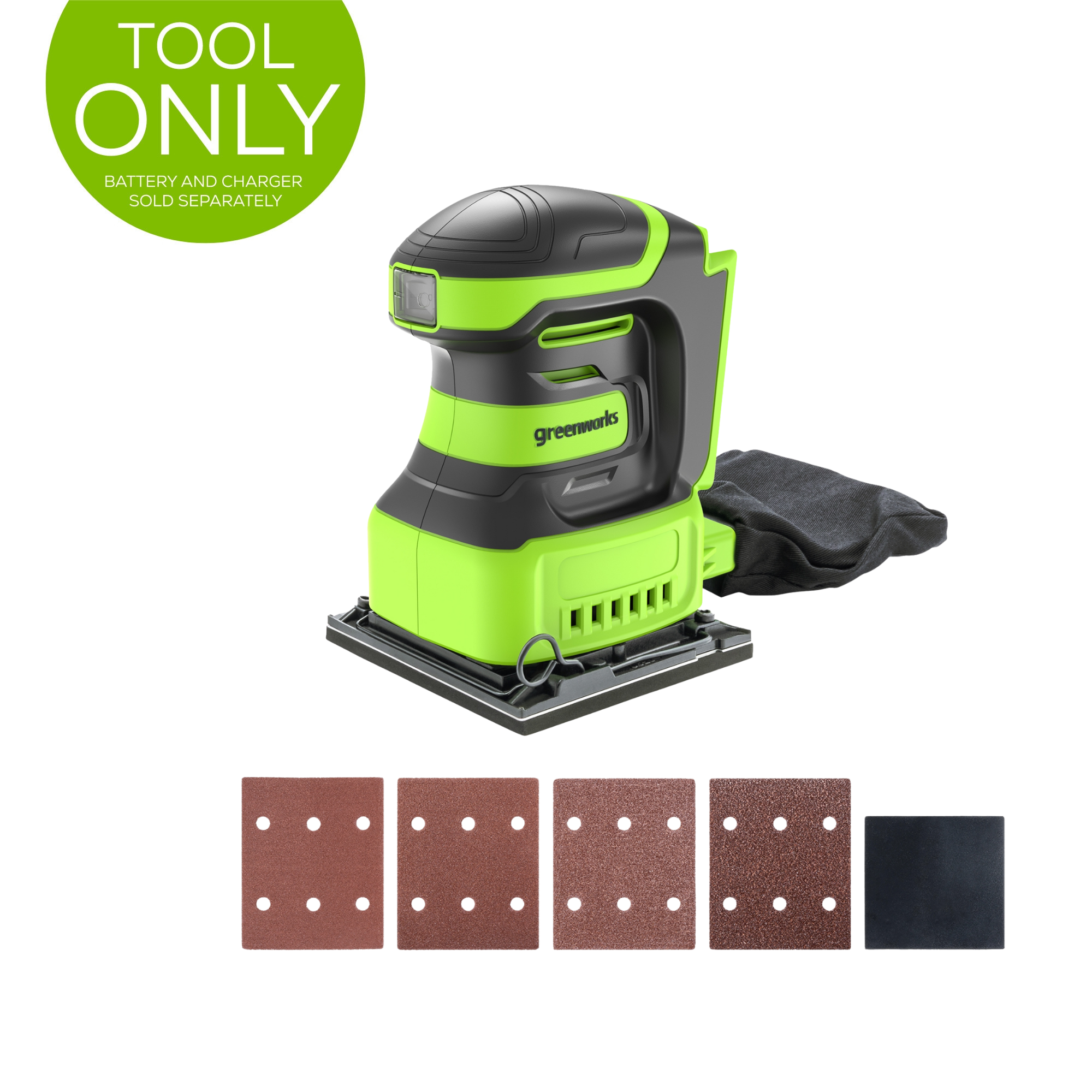 24V Cordless Battery Quarter Sheet Sander - Tool Only | Lightweight Electric Sander for Woodworking, Furniture Refinishing & DIY Projects
