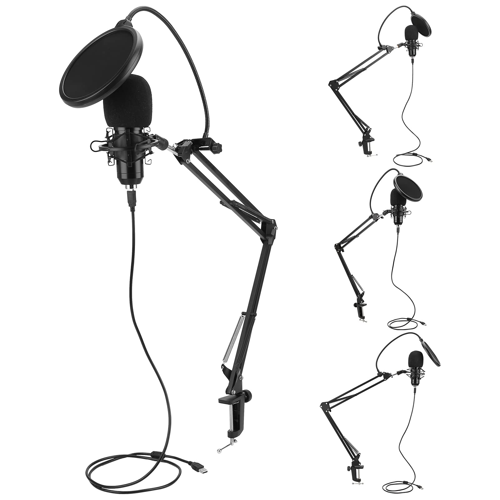 Professional USB Microphone Kit with Noise Reduction & Anti-Vibration - Studio Quality Recording for Podcasting, Streaming, Gaming & Home Office Use
