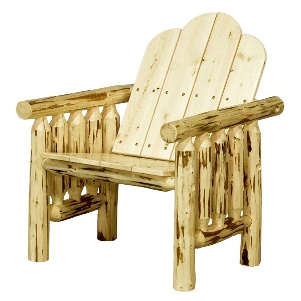 Montana Log Deck Chair - Rustic Outdoor Wooden Patio Lounge Chair for Garden, Poolside & Backyard Relaxation | Heavy Duty & Weather Resistant
