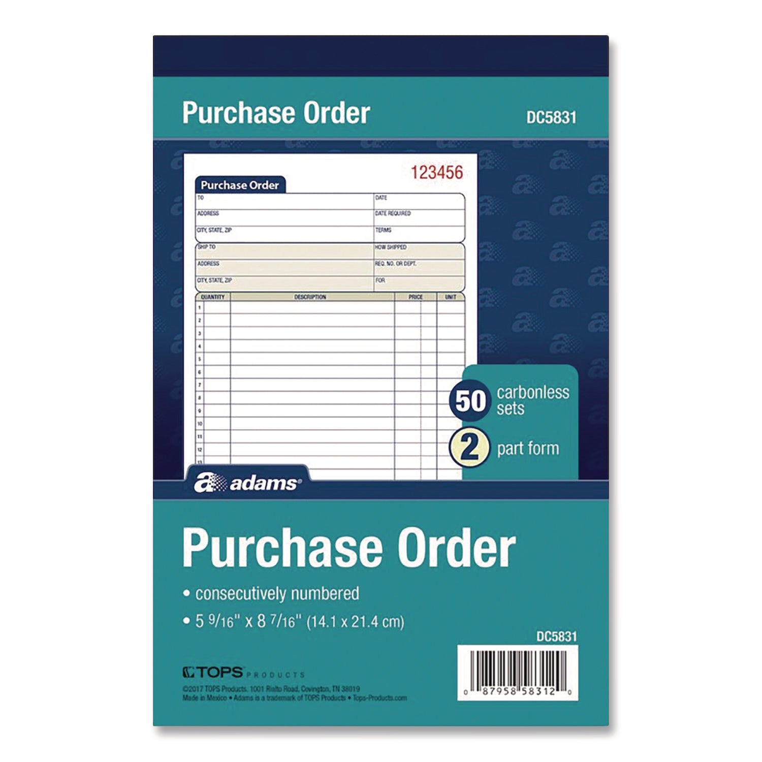 Adams® Multipart Purchase Order Pad - 2-Part Carbonless Forms, 5.56