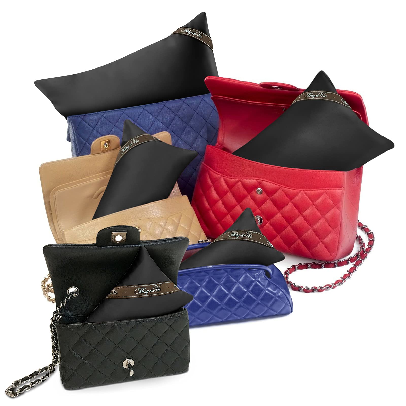 Luxury Purse and Handbag Shapers - Bag-a-Vie Purse Pillow Insert (5-Pack, Black) | Keep Your Designer Bags in Perfect Shape | Ideal for Chanel, Louis Vuitton, Gucci & More