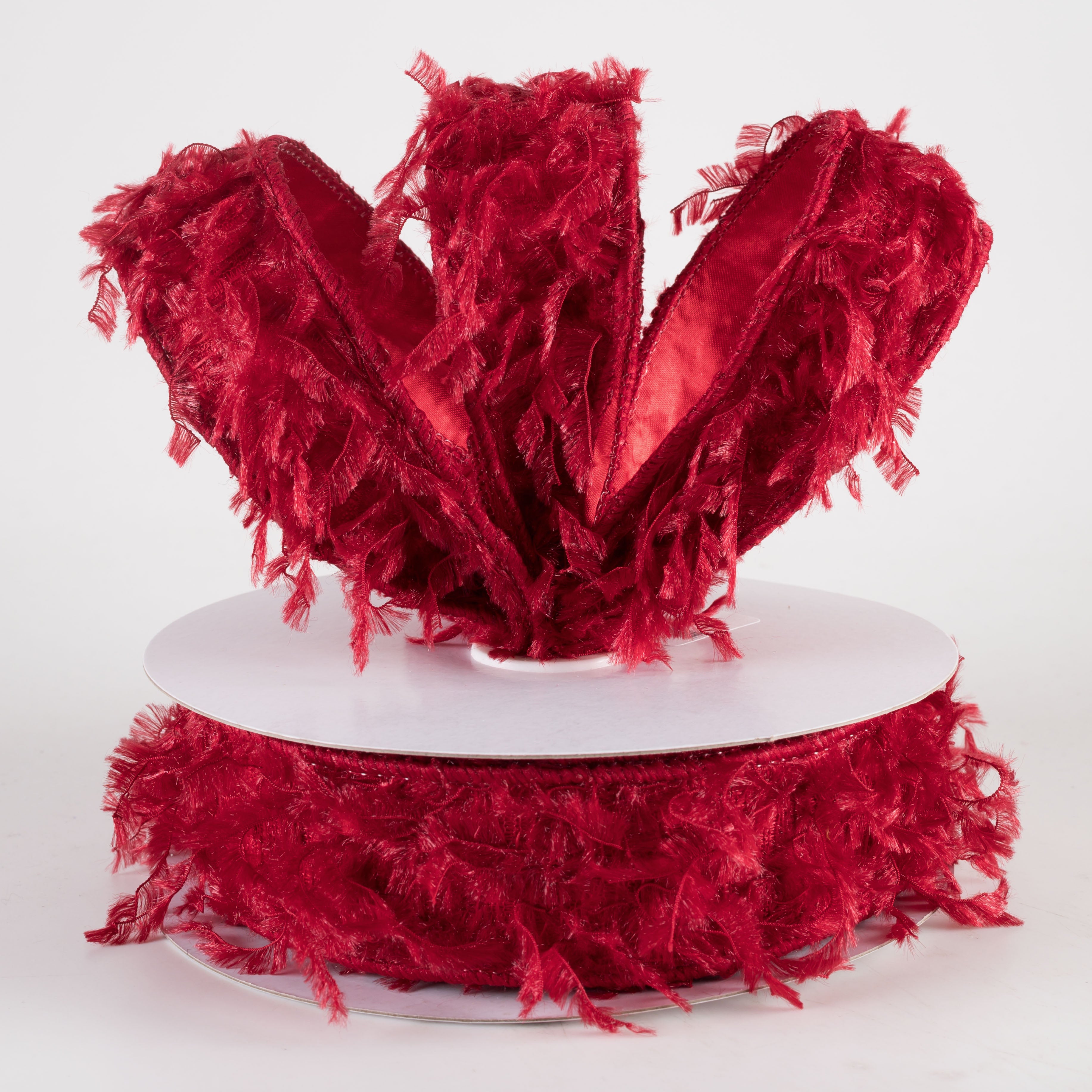1.5 Inch Furry Fabric Ribbon - Burgundy Brick Red (10 Yards) for DIY Crafts, Gift Wrapping, Hair Bows, and Home Decor