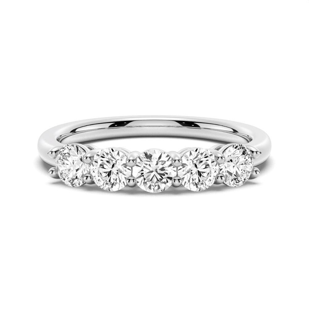 3.75mm 5 Stone Shared Prong Moissanite Wedding Band Ring – Perfect for Anniversary, Engagement & Everyday Wear