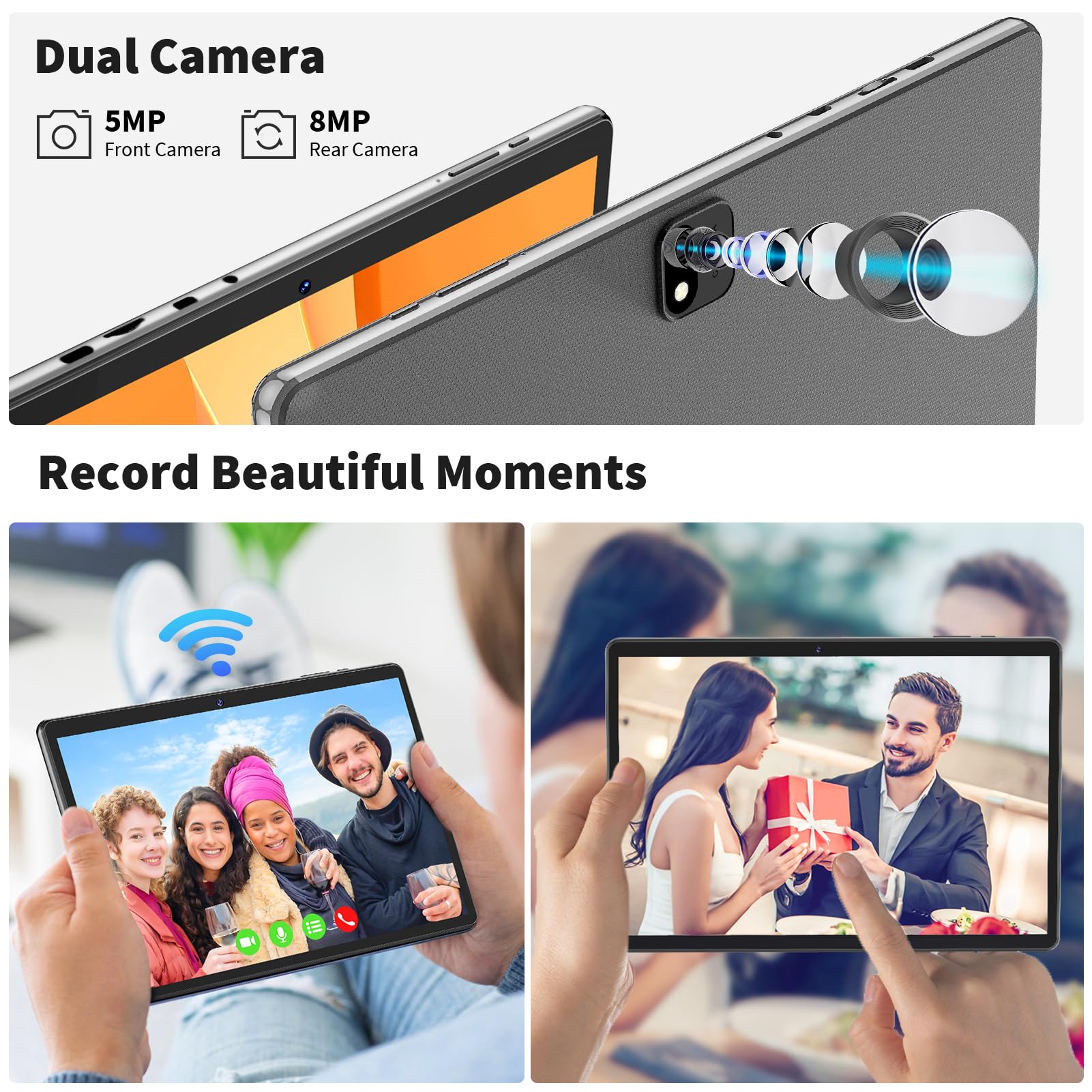 QDDQ Android 14 Tablet 10 inch with Keyboard - 12GB RAM 256GB Storage (Expandable to 1TB) 2-in-1 Laptop Tablet with Case, Mouse & Stylus - 8000mAh Battery, Dual-Band WiFi, GPS - Perfect for Work, Study & Entertainment