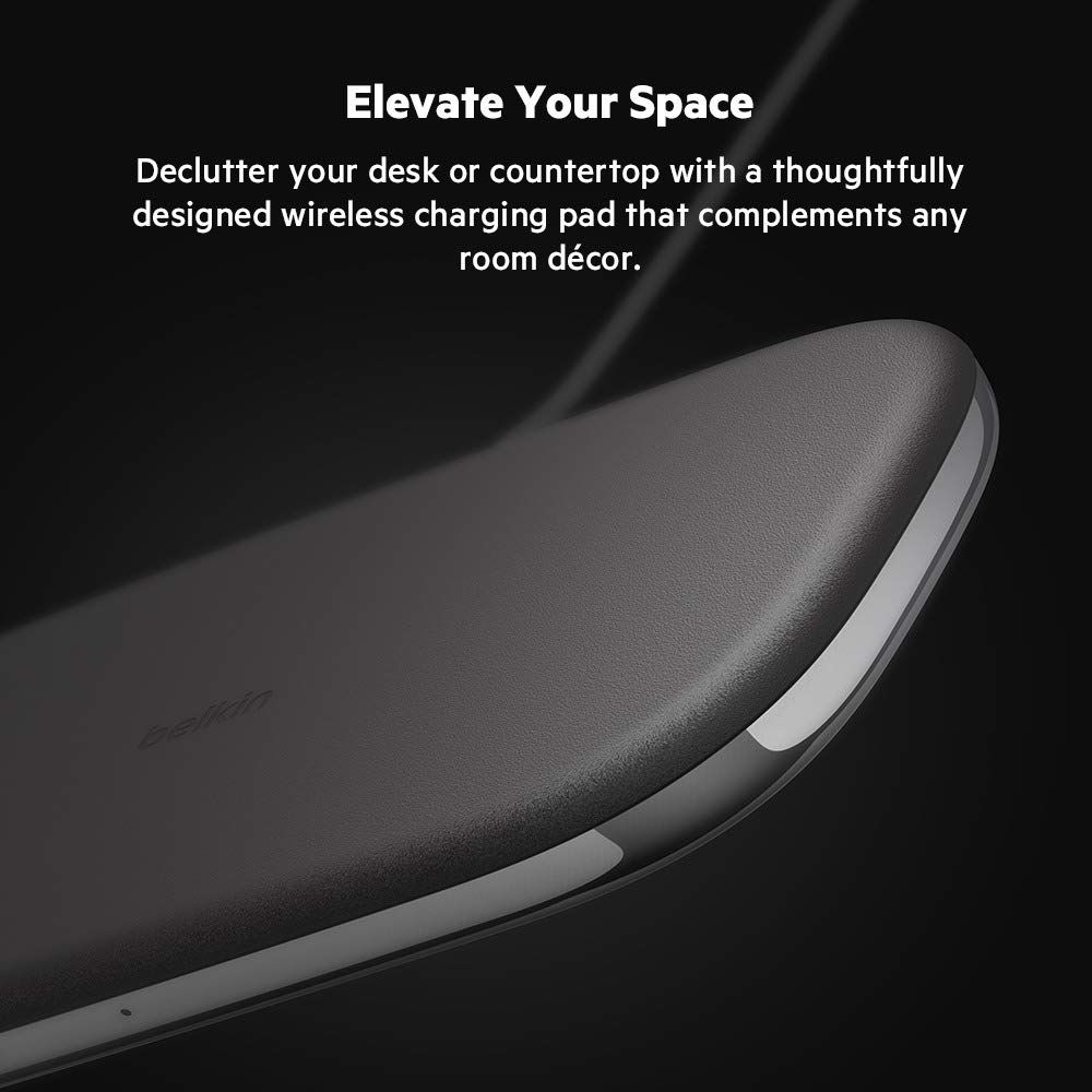 Belkin TrueFreedom Pro 10W Qi-Certified Wireless Charging Pad - Fast Wireless Charger for iPhone 15/14/13, Samsung Galaxy S23/S22, AirPods Pro & Qi-Enabled Devices - Universal Charging Station for Home, Office & Nightstand - Sleek Black Design