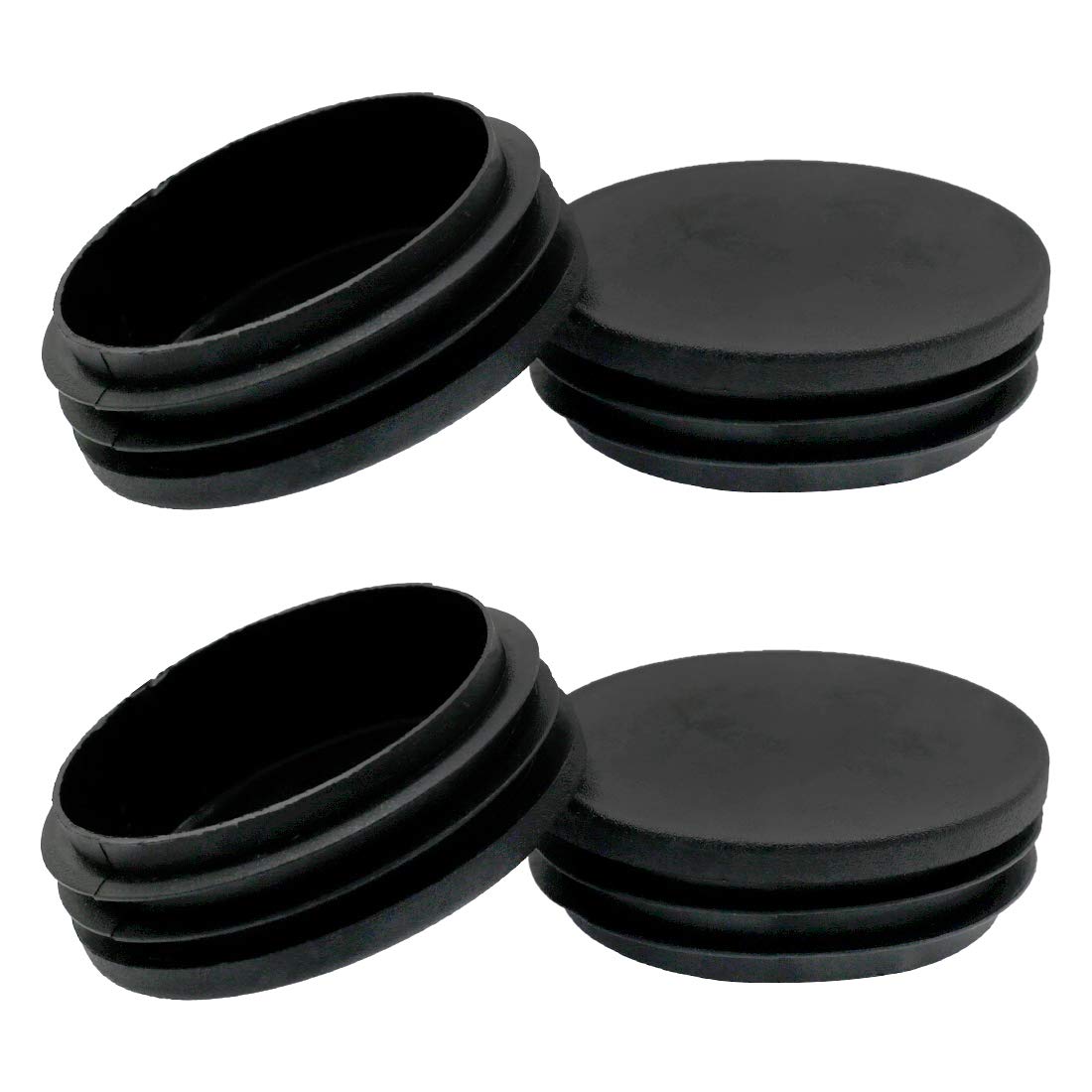 3 Inch Round Plastic Pipe End Caps - 76mm Black Tubing Plugs for Chair, Table & Stool Legs - Durable Furniture Glides (4 Pack) - Perfect for DIY Projects, Home Furniture Protection & Pipe Sealing