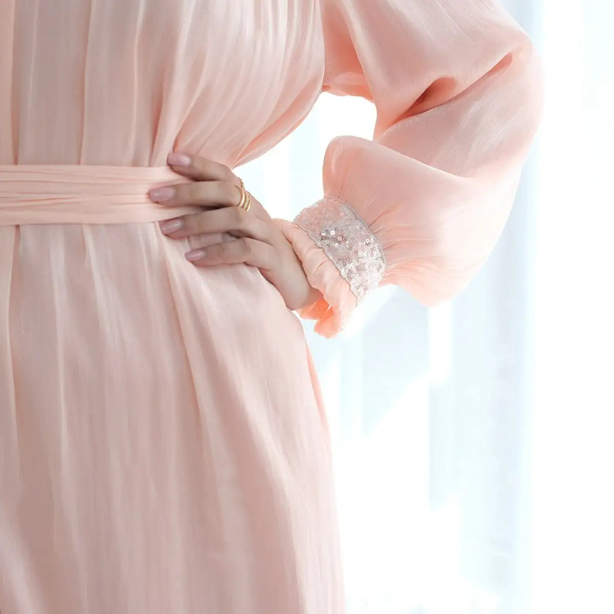 Elegant Shiny Bright Abaya Dress for Muslim Women - Perfect for Prayer, Eid, and Special Occasions