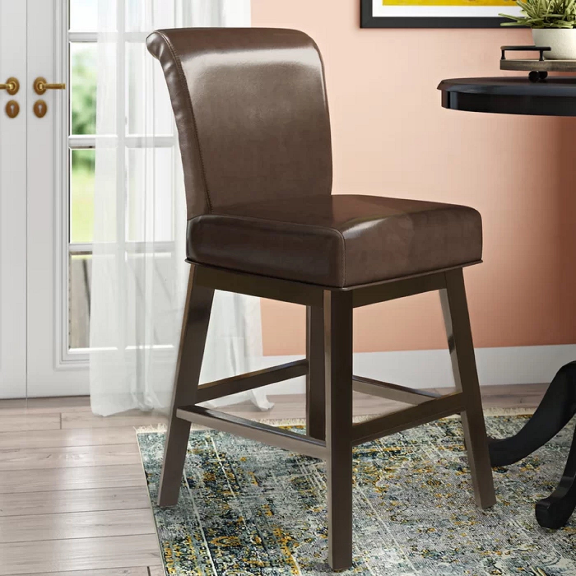 28 Inch PU Leather Swivel Bar Stool - Adjustable Height Counter Stool for Kitchen Island, Breakfast Nook & Home Bar - Modern Dining Stool with 360° Rotation & Comfortable Cushion