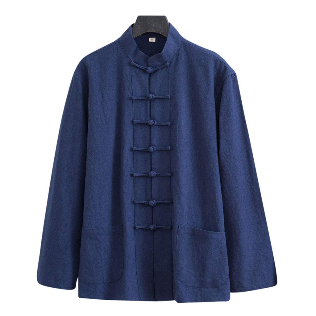 Premium Cotton Linen Kung Fu Uniform - Traditional Chinese Martial Arts Tang Suit with Long Sleeves | Plus Size 8XL Loose Tai Chi Clothing for Men & Women | Ideal for Training, Performances & Cultural Events (Cyan Blue)