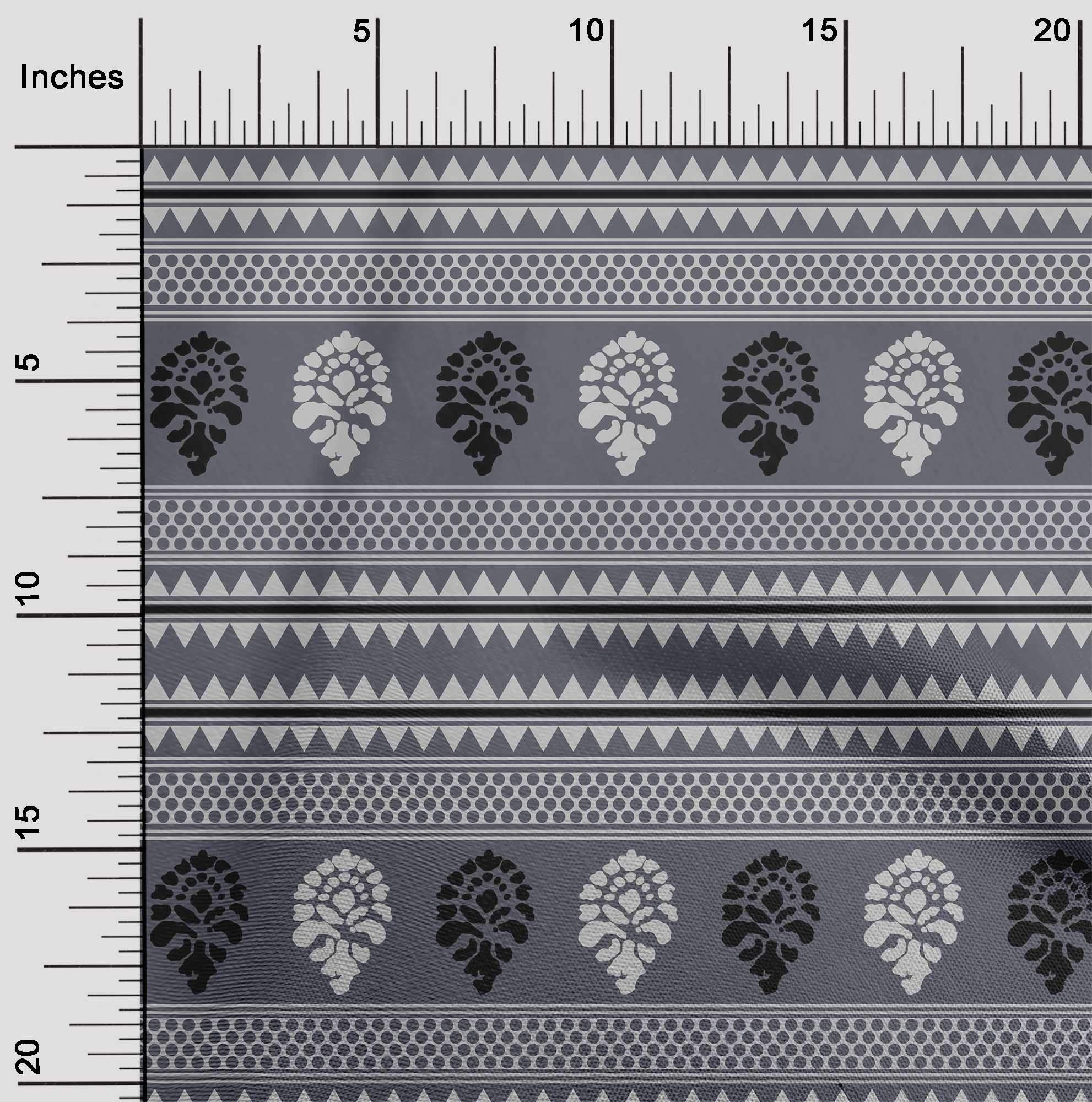 oneOone Polyester Spandex Light Gray Ethnic Block Print Fabric - 56 Inch Wide Dress Material by The Yard | Perfect for DIY Dresses, Skirts, and Cultural Costume Making