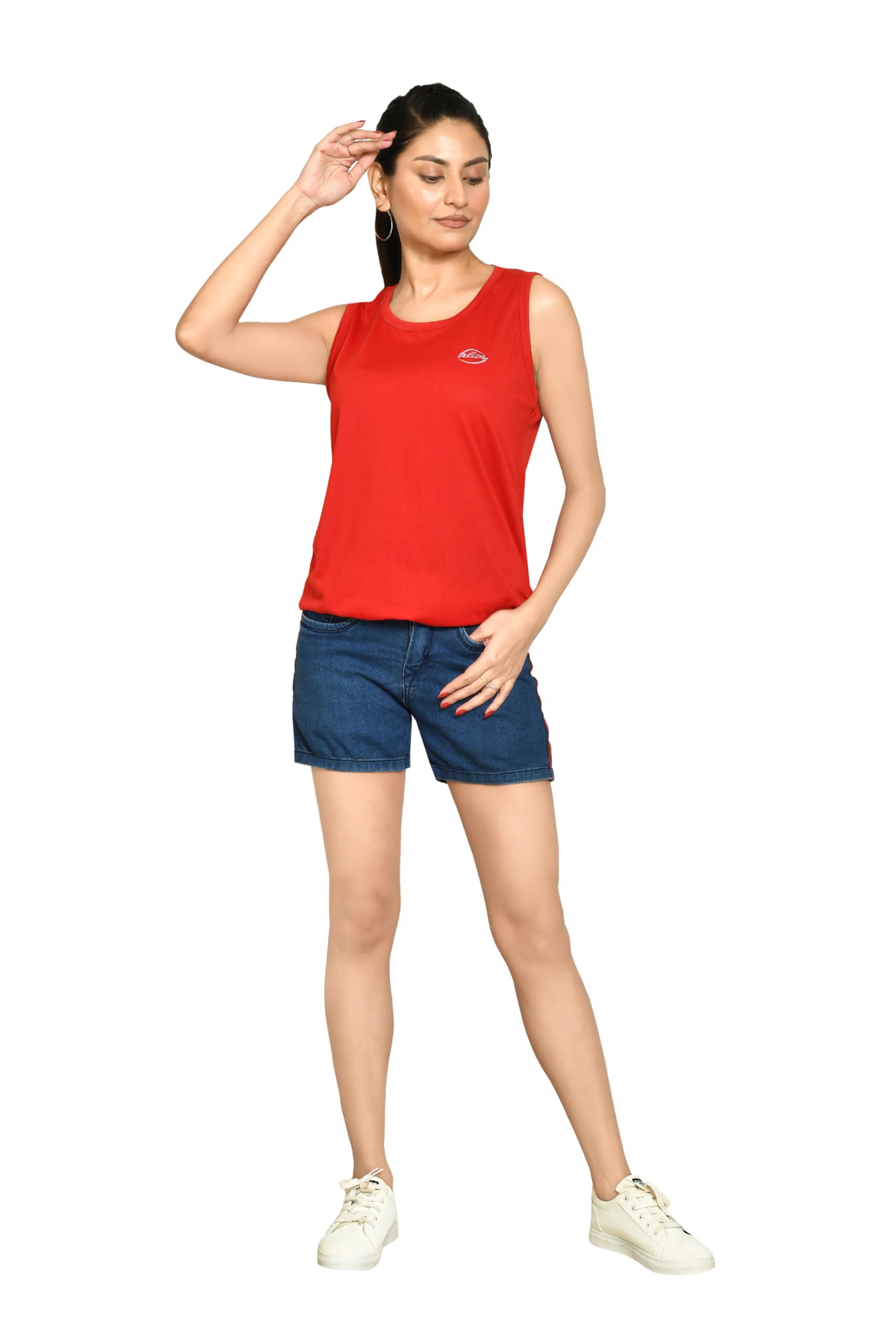 RAPL Bharat Women's Casual Solid Polyester Tank Tops - Breathable Gym Vests & Sleeveless Sando for Workout, Yoga, Running & Daily Wear - Comfortable Regular Fit Activewear (Multicolor)