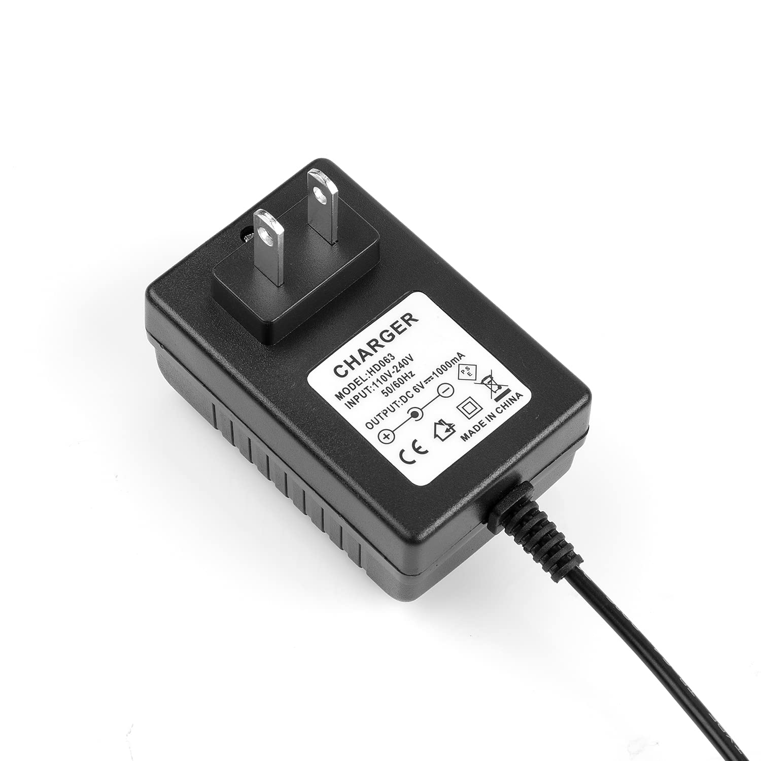 6V 1A Battery Charger for Kids Ride On Cars - Replacement Power Adapter for Electric Toy Vehicles - Perfect for Power Wheels, ATVs, and Motorcycle Toys (Home & Outdoor Play)