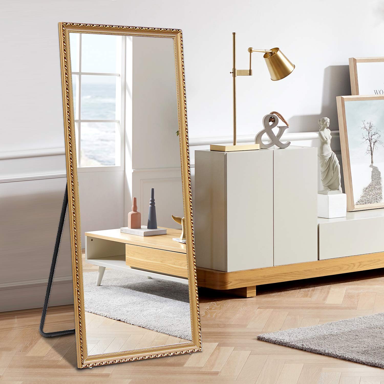 MAYEERTY Full Length Floor Mirror - 65x22 Inches Large Standing Mirror for Bedroom & Bathroom - Dark Gold Freestanding Body Mirror - Perfect for Dressing, Yoga, and Home Décor (Model: JJ00367ZZE-2-USAM005)