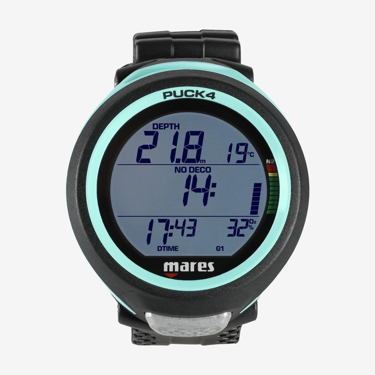 Mares Puck 4 Dive Computer - Wrist Mounted Scuba Diving Watch with Backlight for Underwater Exploration, Spearfishing & Night Diving