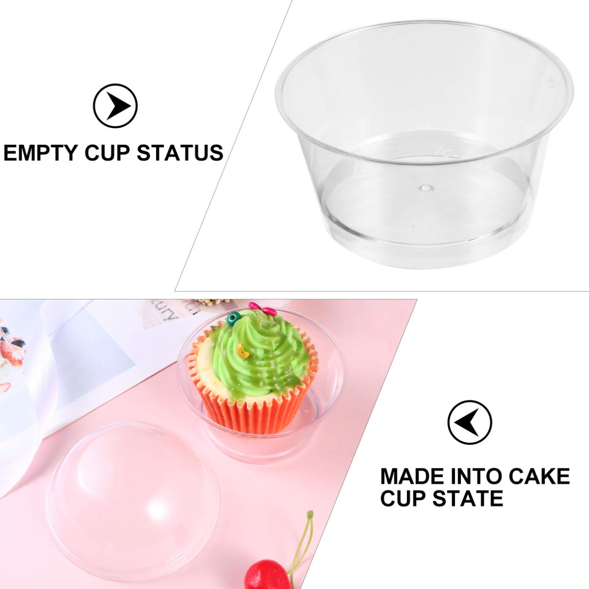 20-Pack Hemoton Clear Disposable Cake Cups with Lids - Transparent Parfait Jars for Yogurt, Pudding & Dessert Sampling | BPA-Free Polystyrene Containers for Parties, Catering & Food Storage